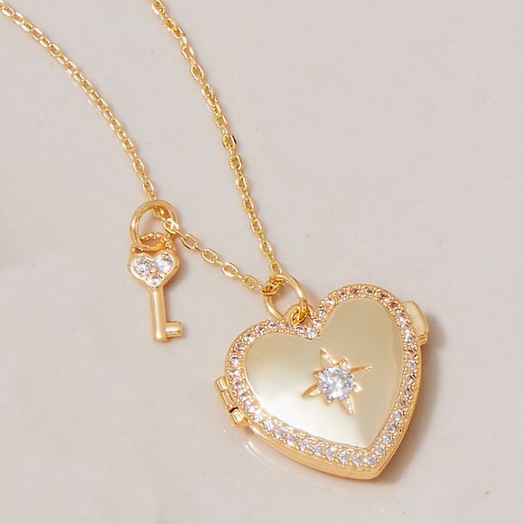Gold Plated Heart Locket - Charmed Aroma Locket Necklaces Collection - Picture 1 of 5